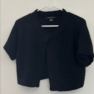 August Silk Black Knit Short Sleeve Jacket